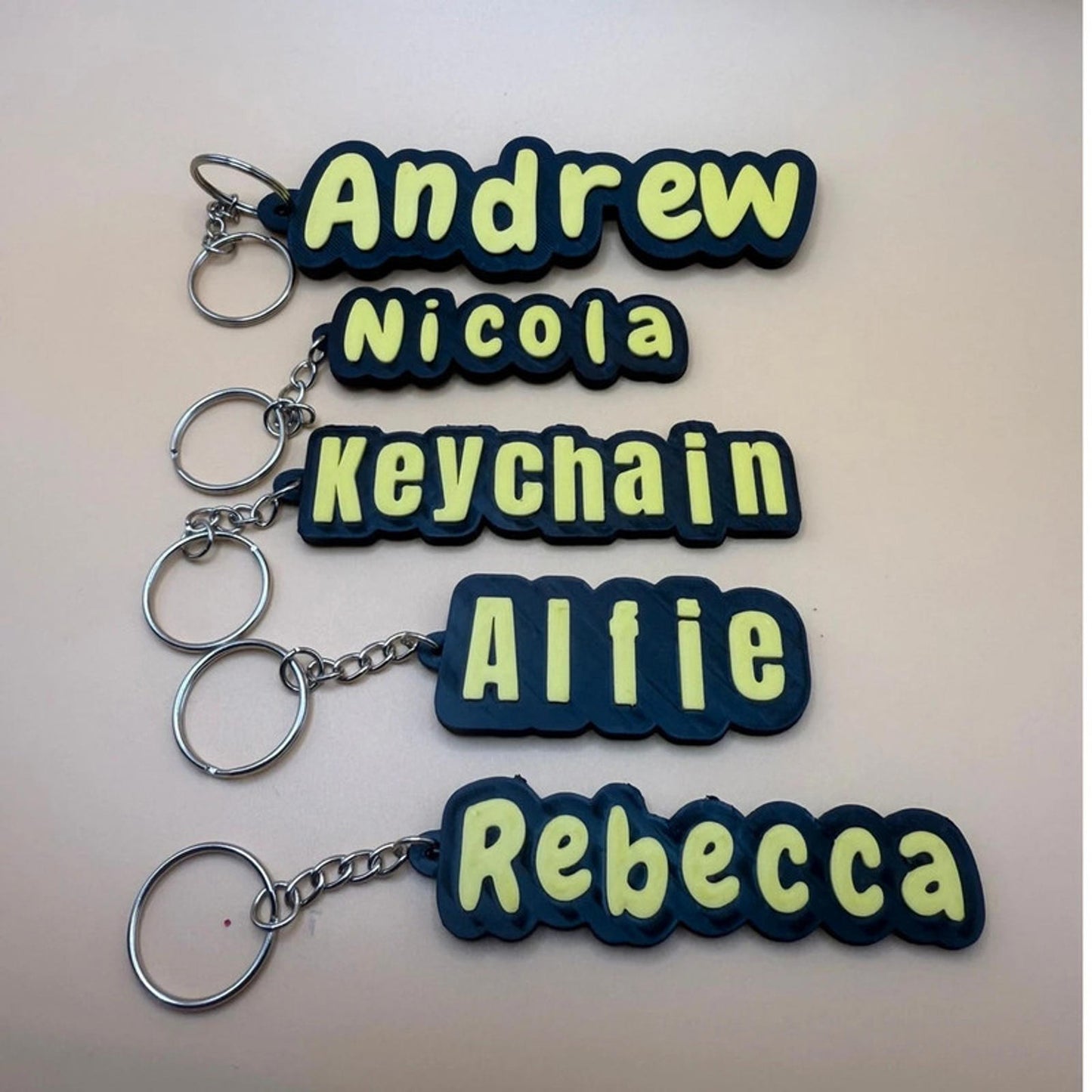 Personalised 3D Printed Name Keychain – Custom Key Ring Gift (up to 10 letters)