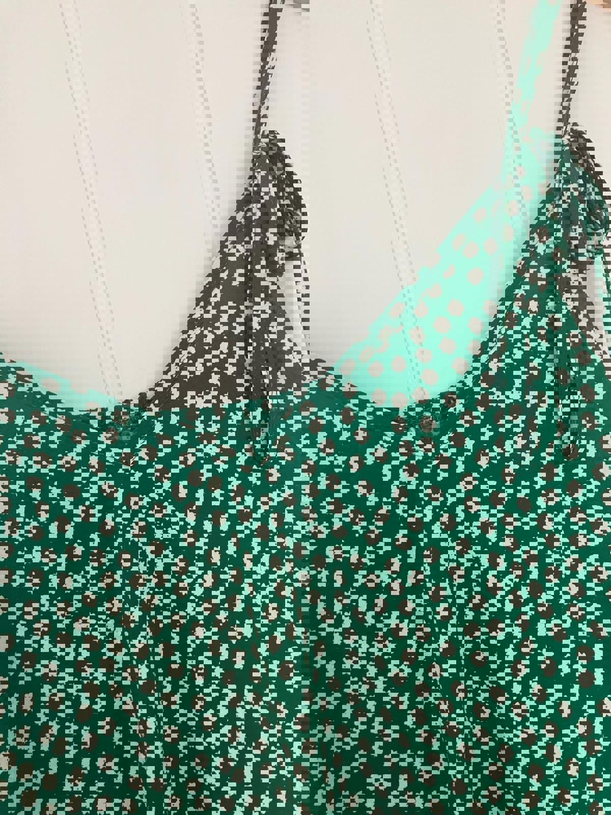 Lovely Green Floral Casual Dress with Adjustable Straps