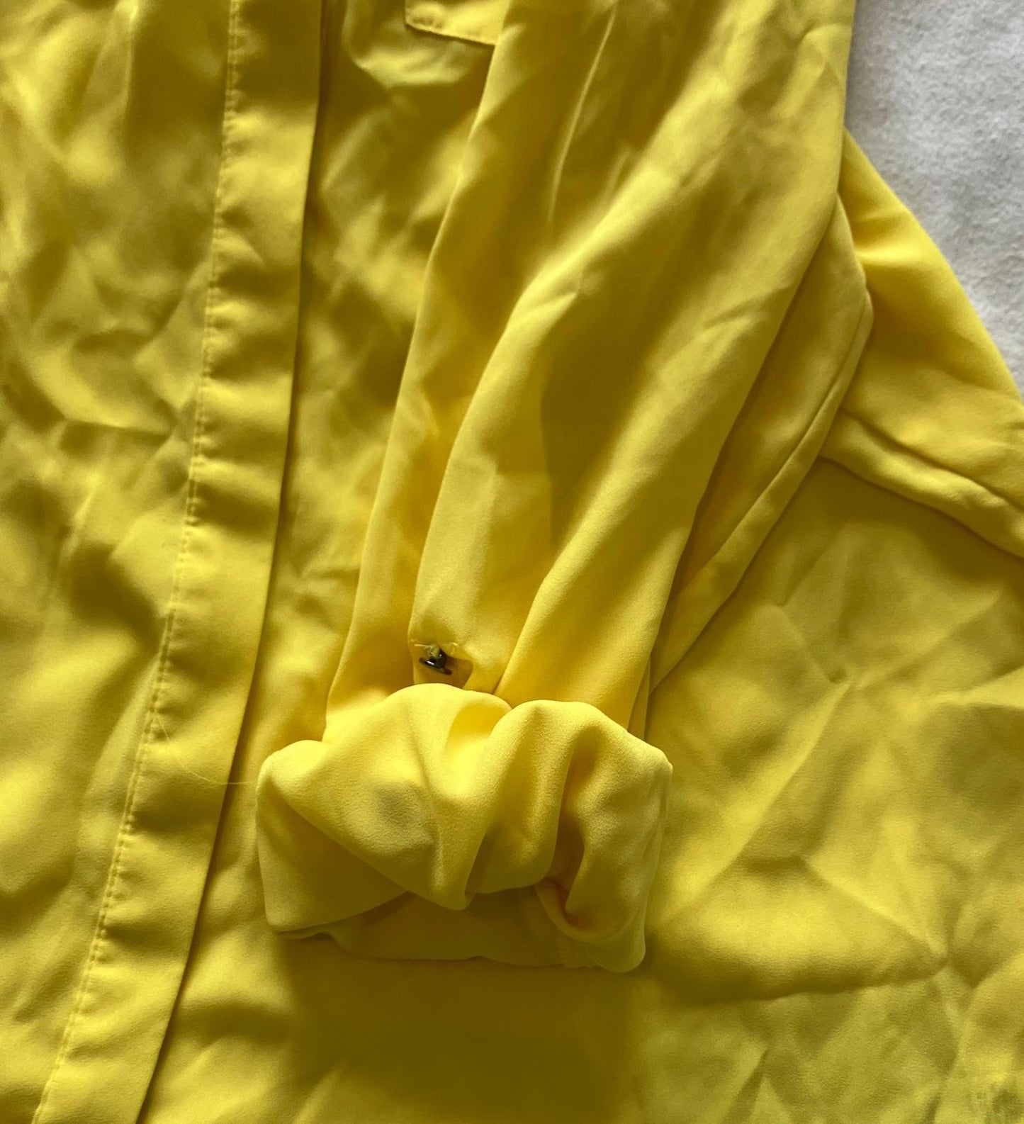 Bright Yellow Women's Long Sleeve Blouse with Zip Pocket