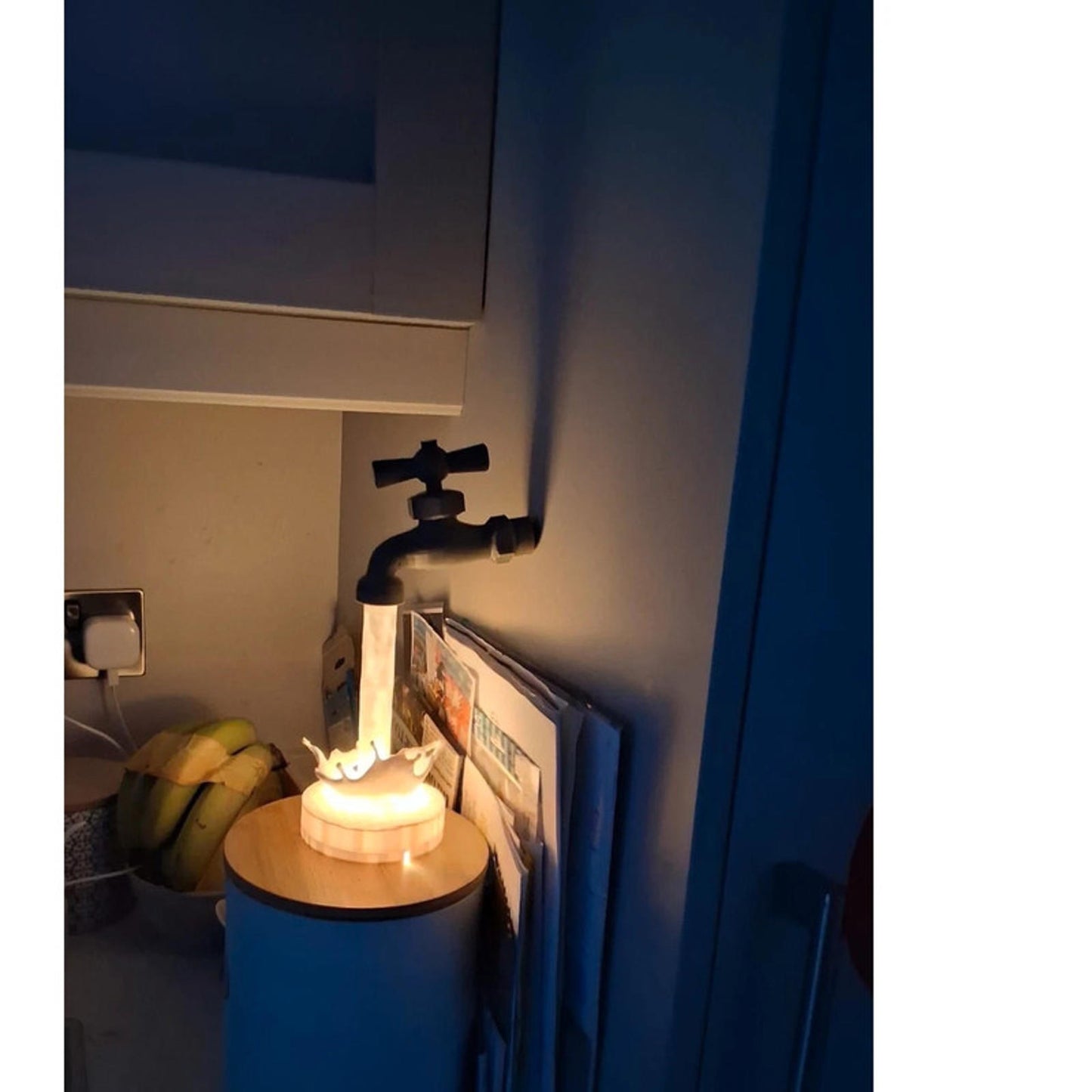 Handmade 3d printed floating tap illusion lamp | usb led mood light
