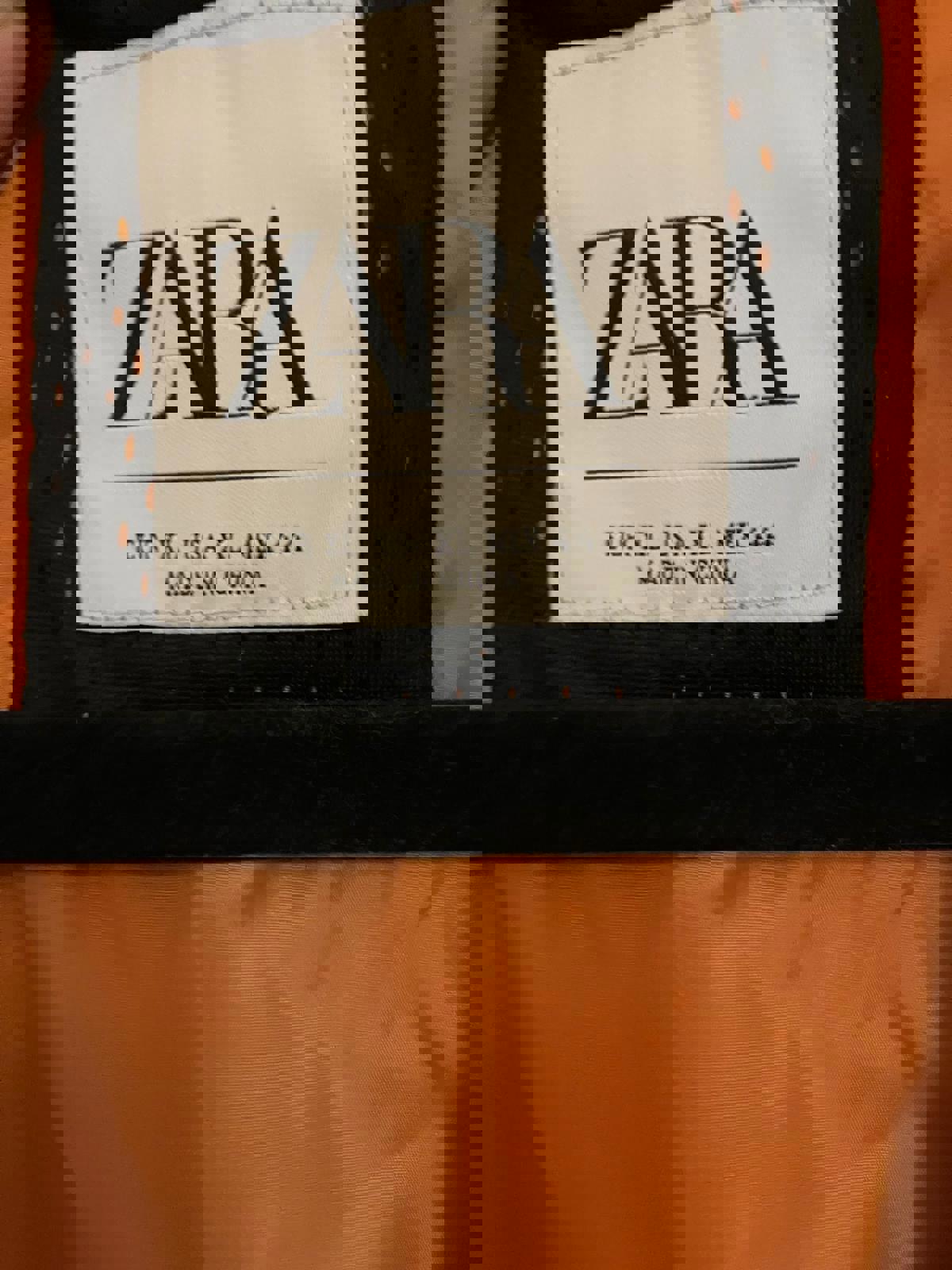 ZARA Men's Black Bomber Jacket with Orange Lining, Size XL