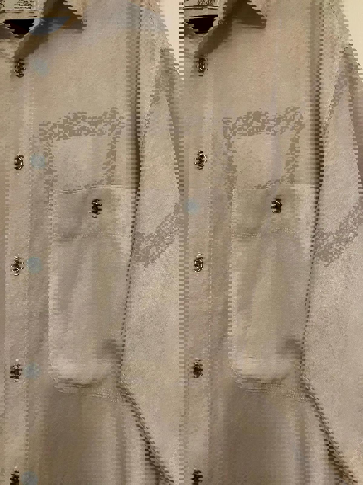 Angelo Litrico Men's Button-Up Shirt, Size Large, Light Beige with Subtle Pattern