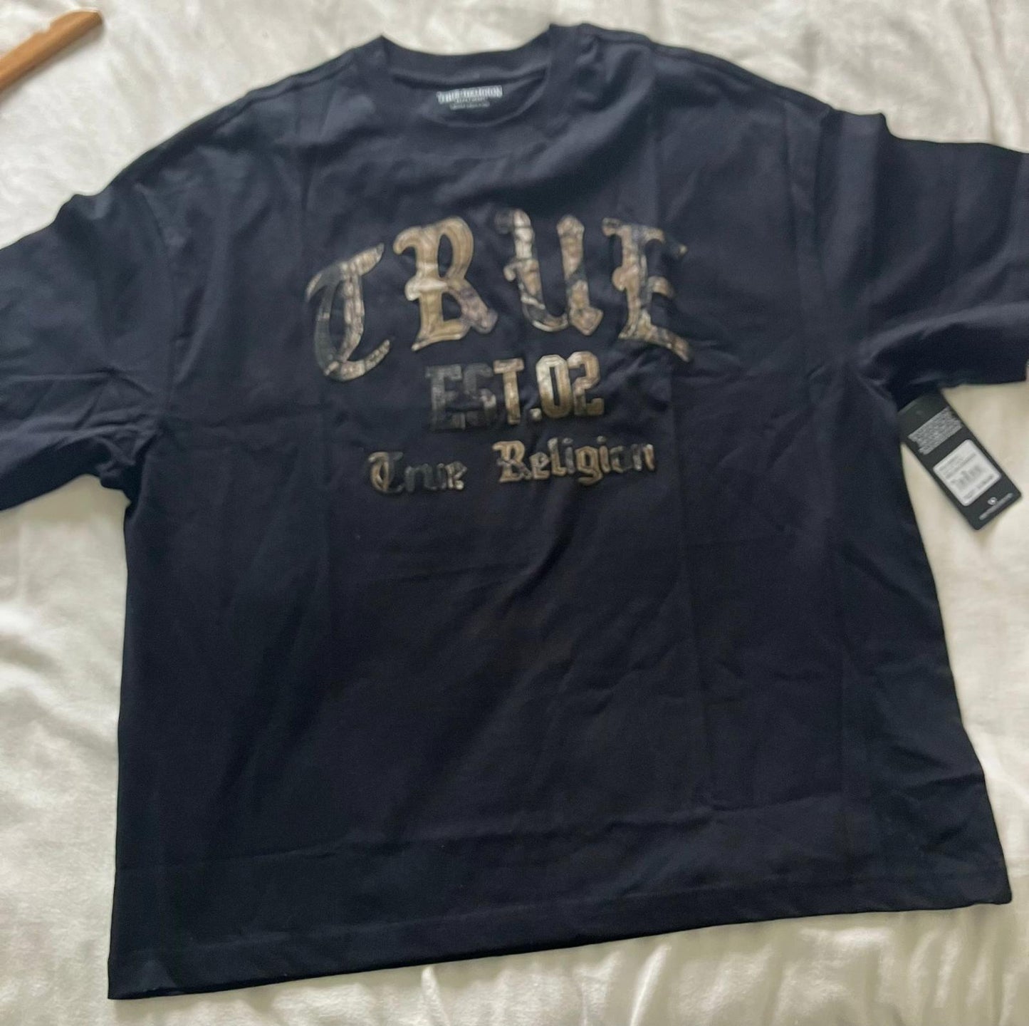 True Religion Men's Black Graphic T-Shirt Medium