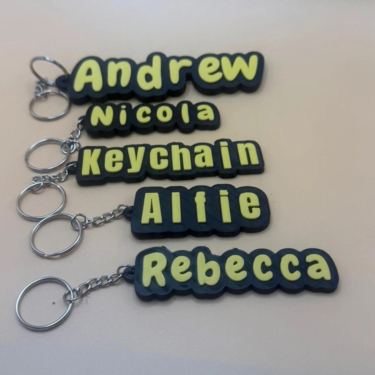 Personalised 3D Printed Name Keychain – Custom Key Ring Gift (up to 10 letters)