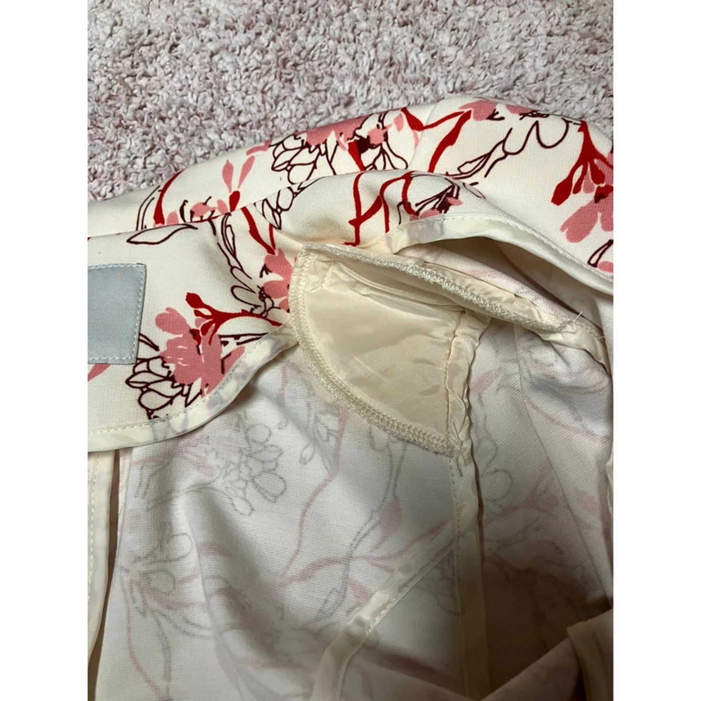 ICHI Floral Blazer XS – Cream Pink Red