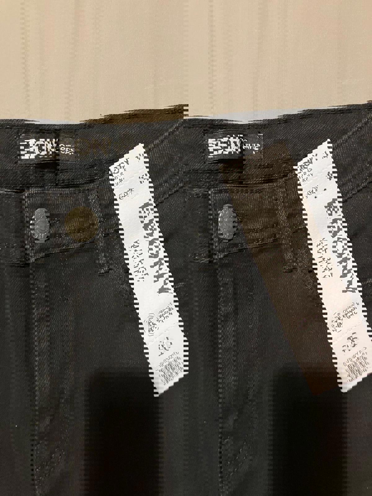 EBONY George Mid Rise Skinny Women's Jeans Size 14 Black