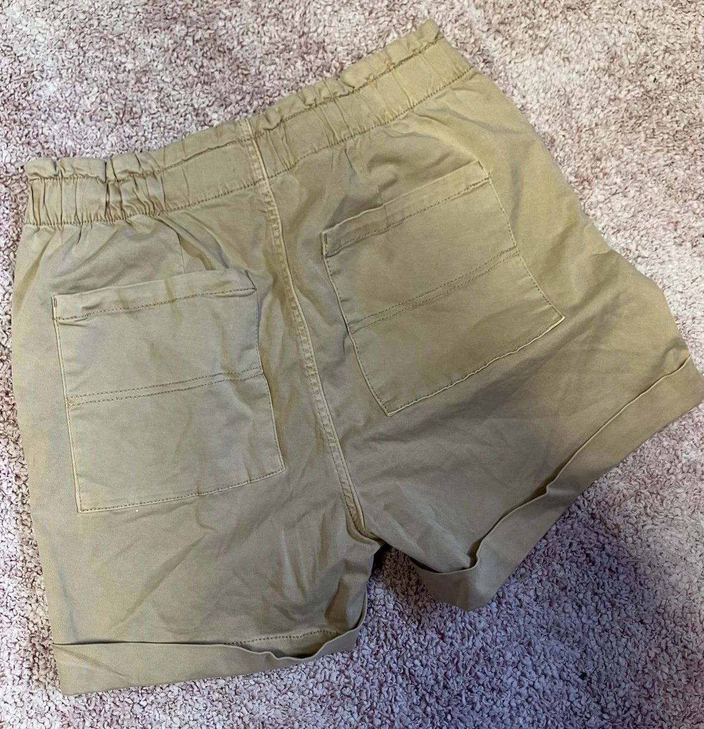 Men's Khaki Elastic Waist Shorts - Size M