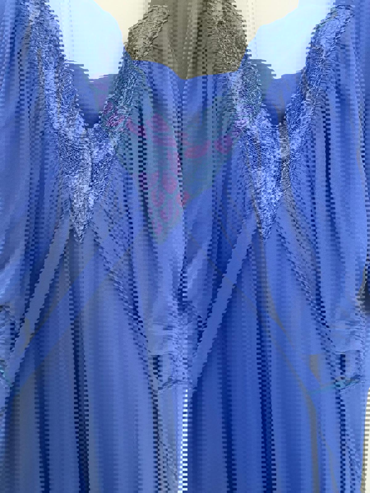 Lovely Blue Women's Maxi Dress with Lace Detail