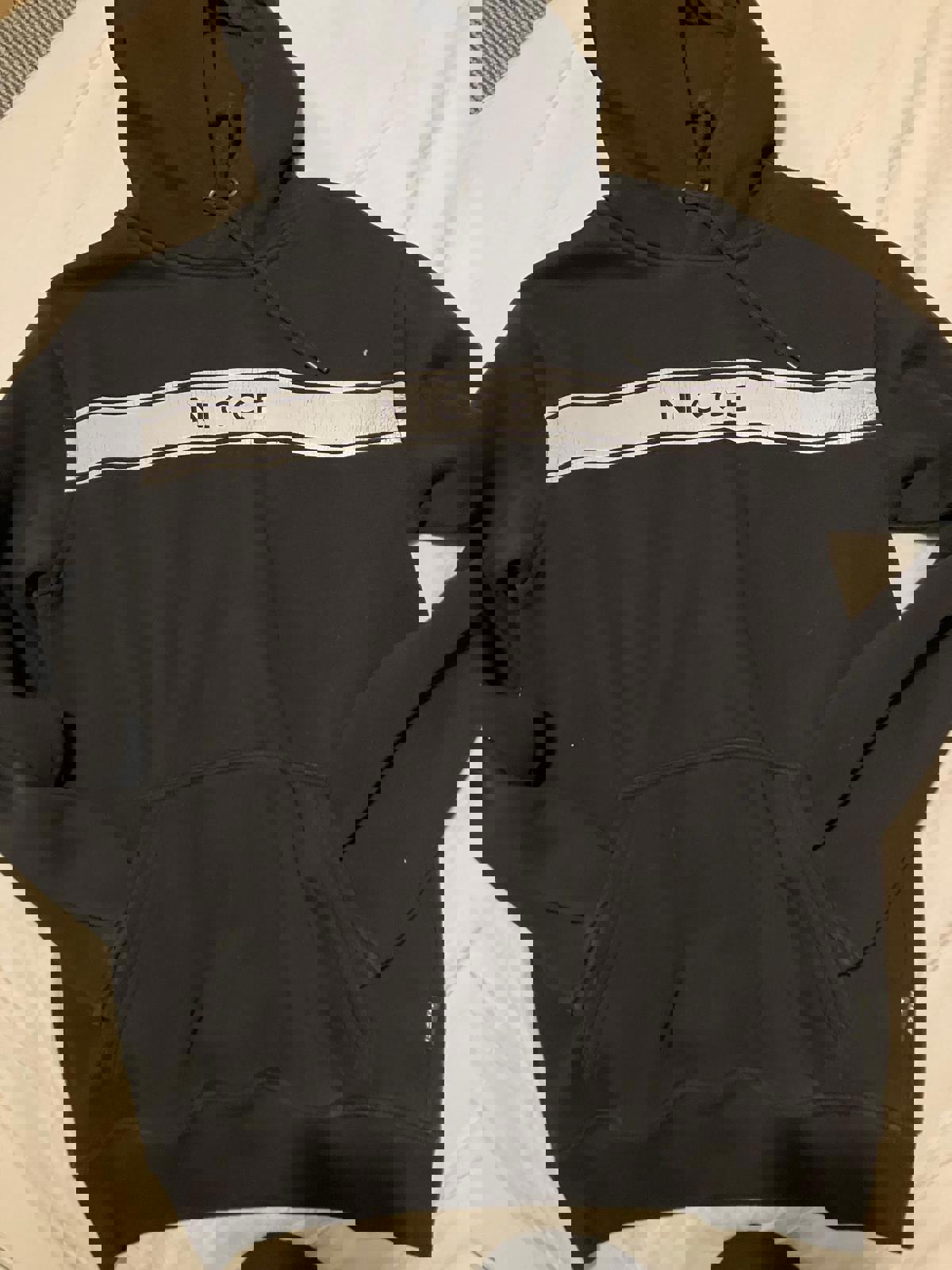 Nicce Black Hoodie with White Stripe Logo