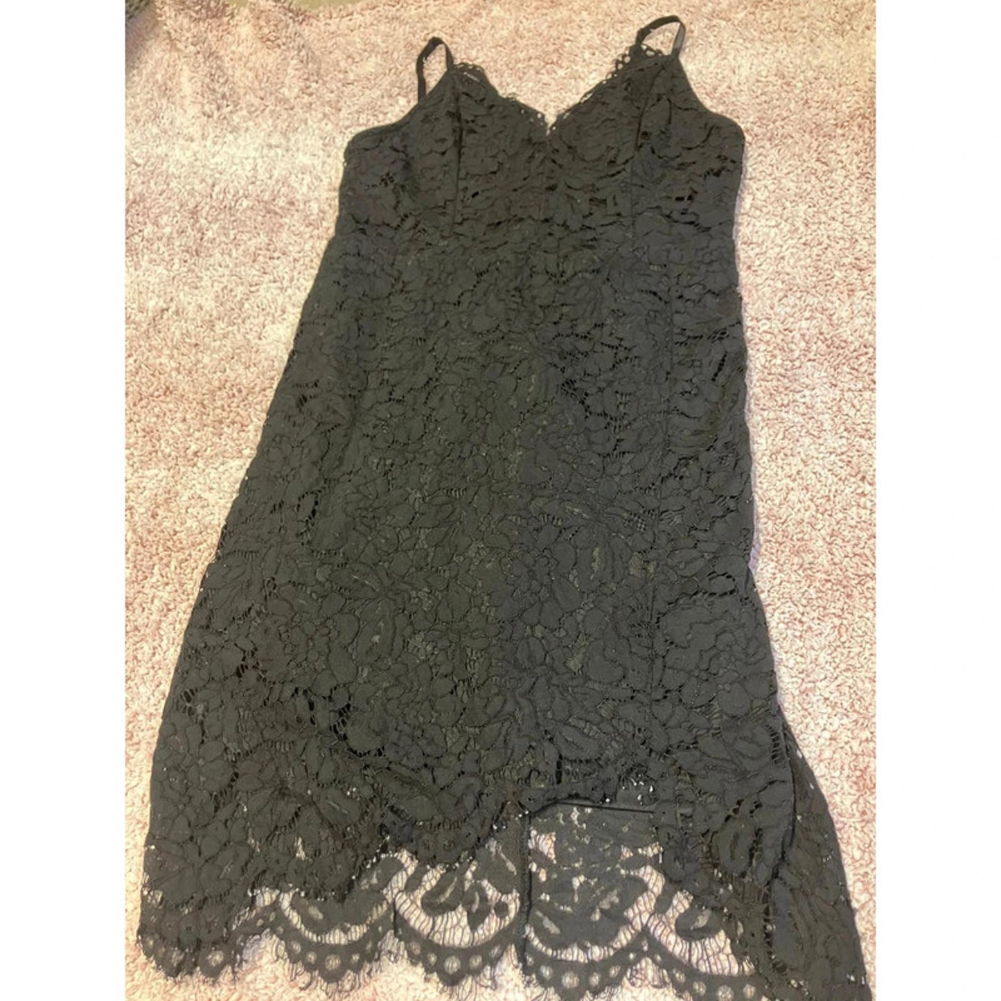 Black Lace Spaghetti Strap Dress – Size XL