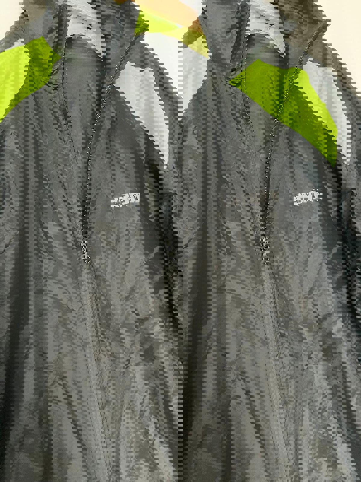 Men's Fitnow Black and Neon Green Windbreaker Jacket