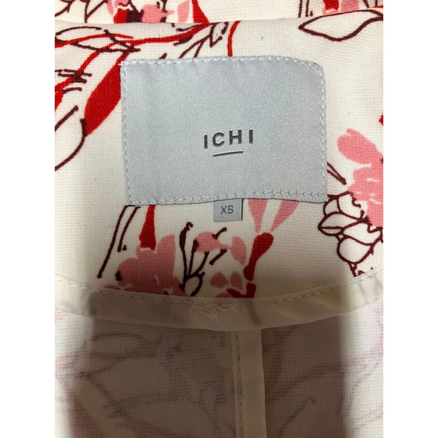 ICHI Floral Blazer XS – Cream Pink Red