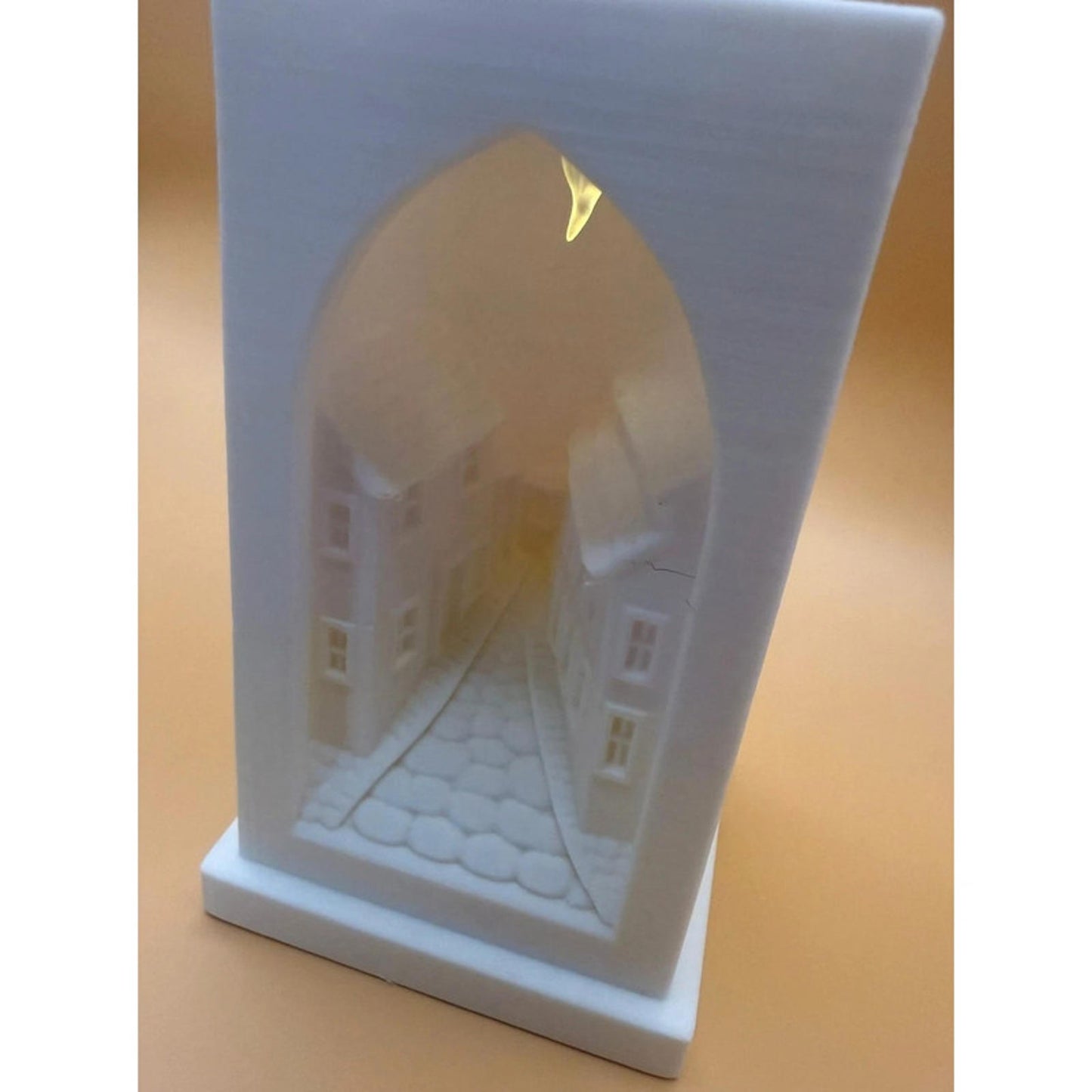 Handmade 3D Printed Miniature Street Scene Lantern – White PLA with Tealight