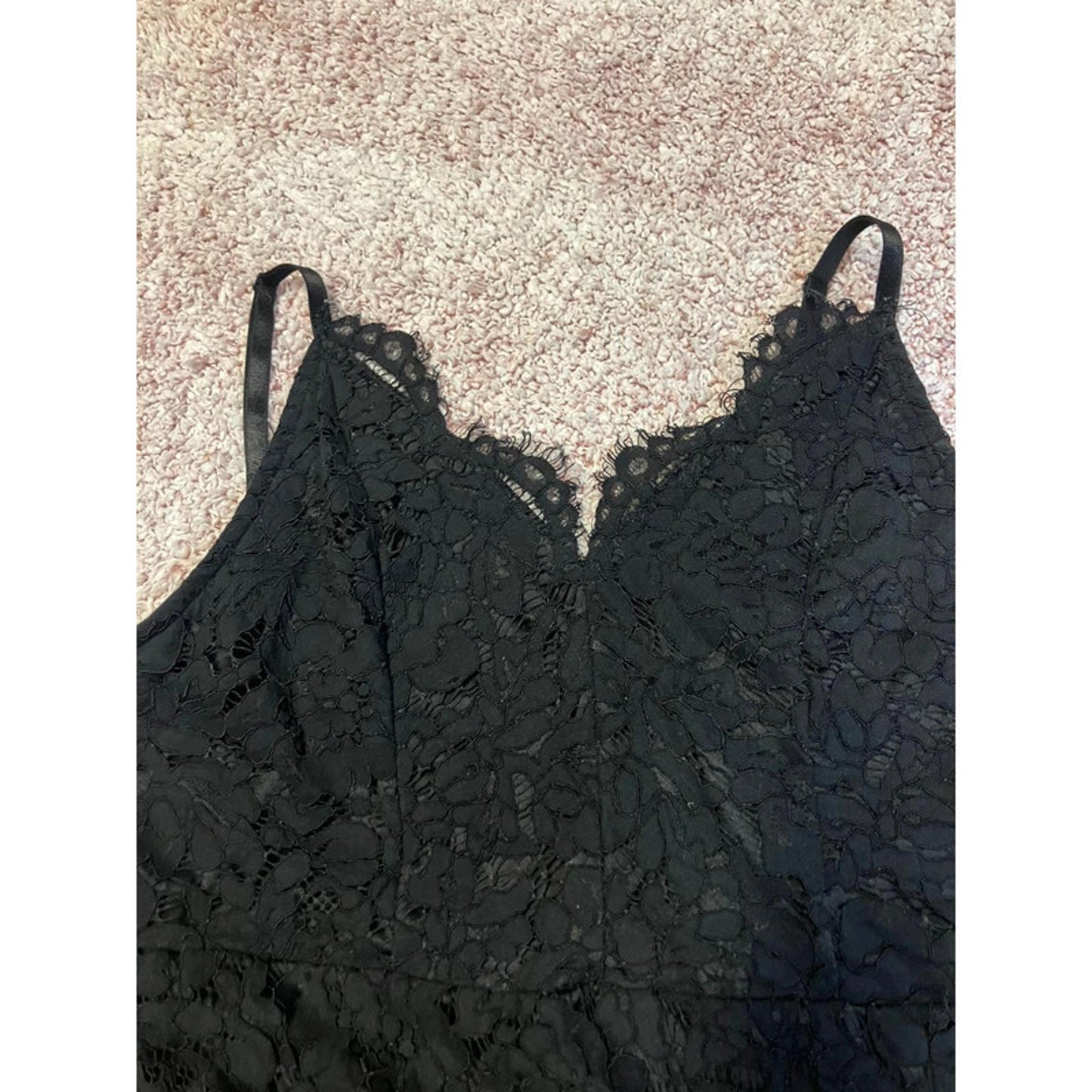 Black Lace Spaghetti Strap Dress – Size XL