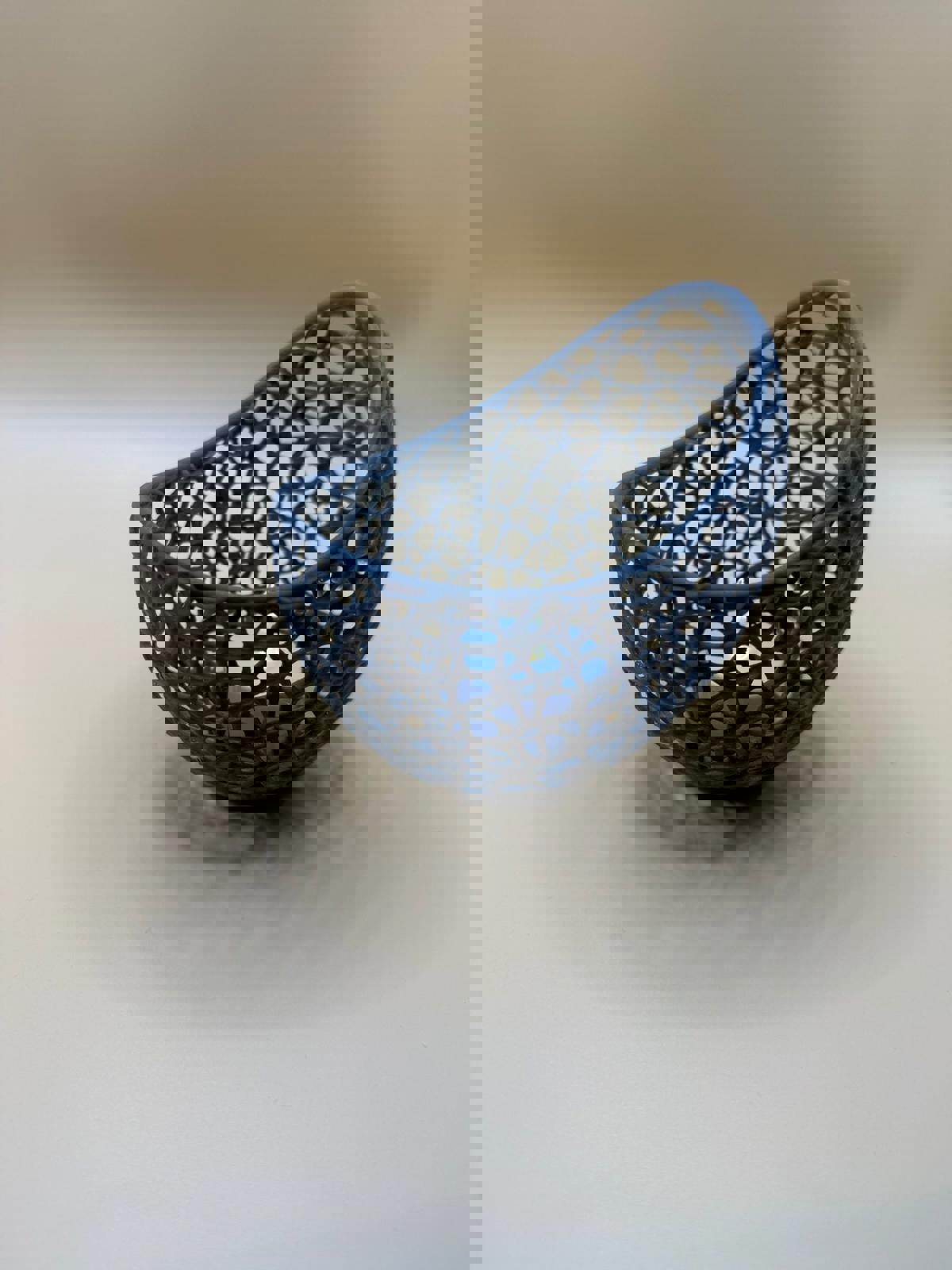 Decorative Blue Woven Candle Holder with LED Candle