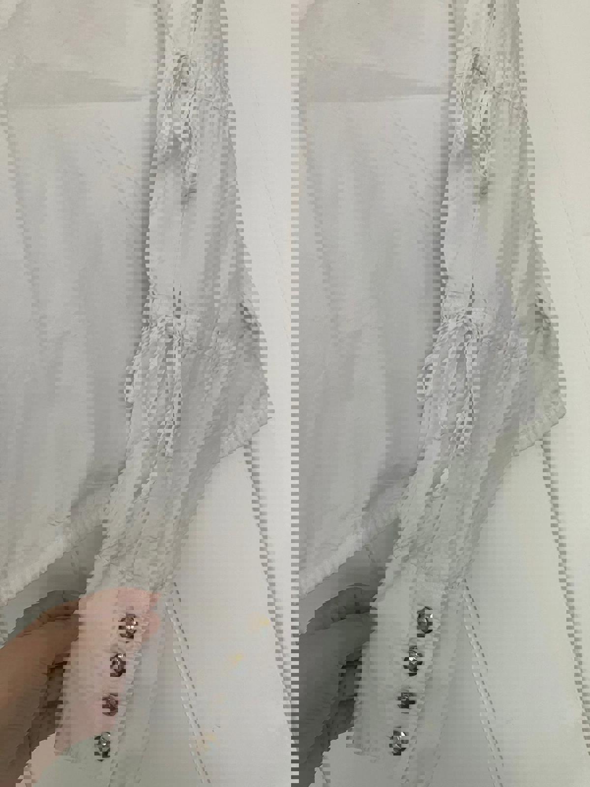 Lovely White Long Sleeve Blouse with Button Details