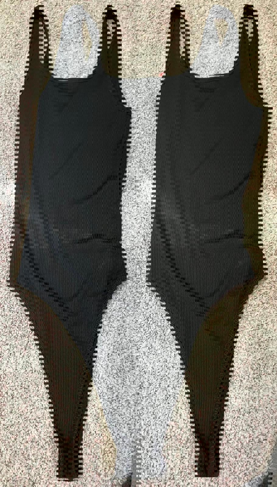 Black Ribbed One-Piece Swimsuit / Bodysuit Women’s S