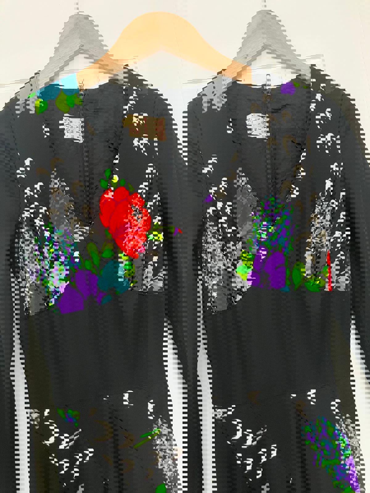 Lovely Black Floral Long Sleeve Casual Dress