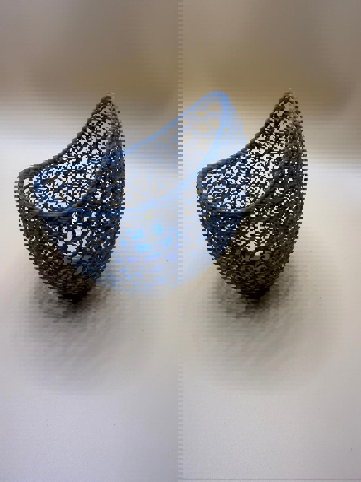Decorative Blue Woven Candle Holder with LED Candle