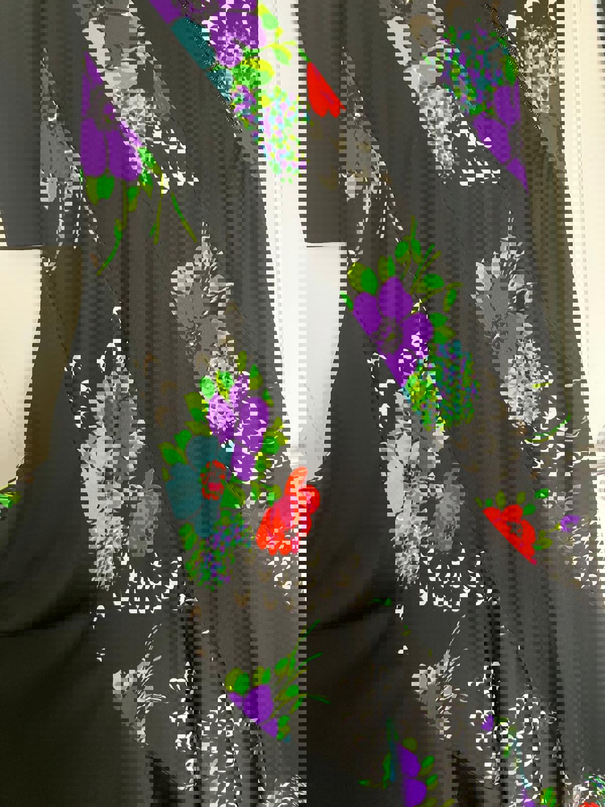 Lovely Black Floral Long Sleeve Casual Dress