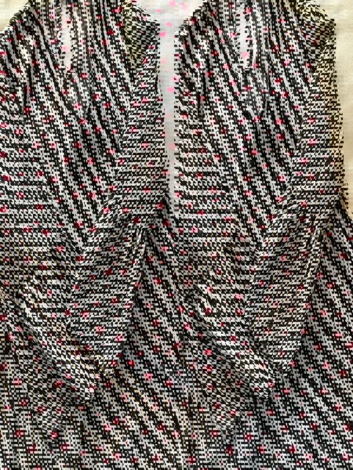 Lovely Papaya Women's Blouse with Heart and Stripe Pattern