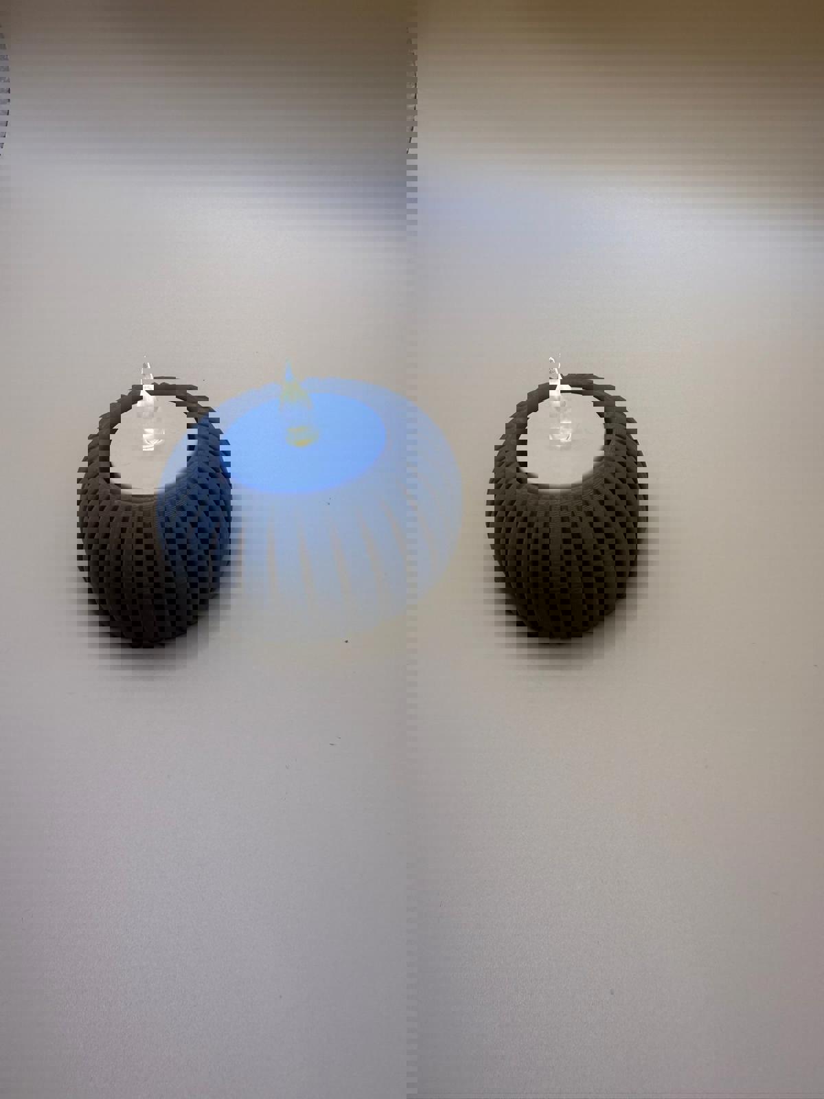 Modern Blue Ribbed LED Candle Holder