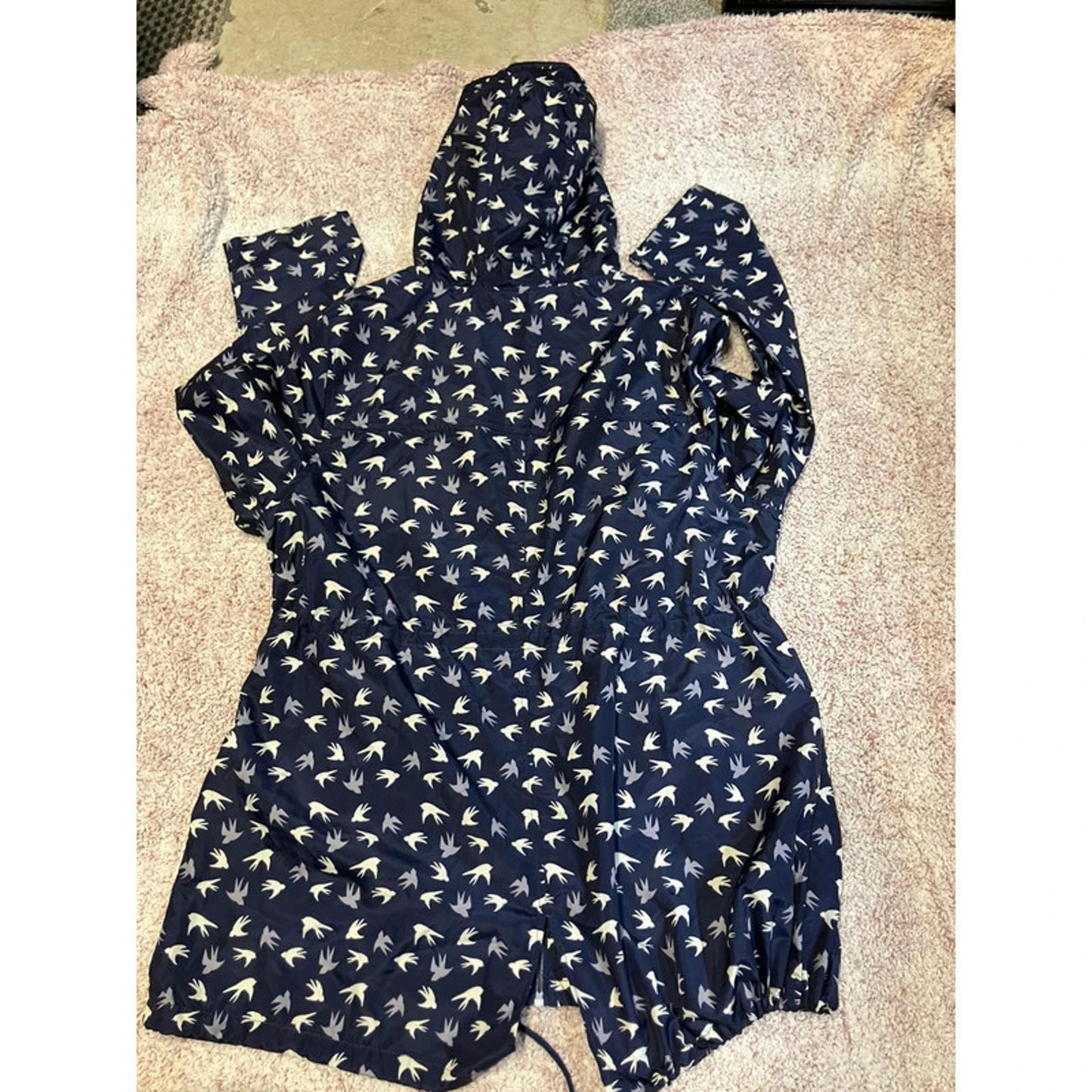 Atmosphere Navy Swallow Print Parka Jacket – Size L (UK 14–16)