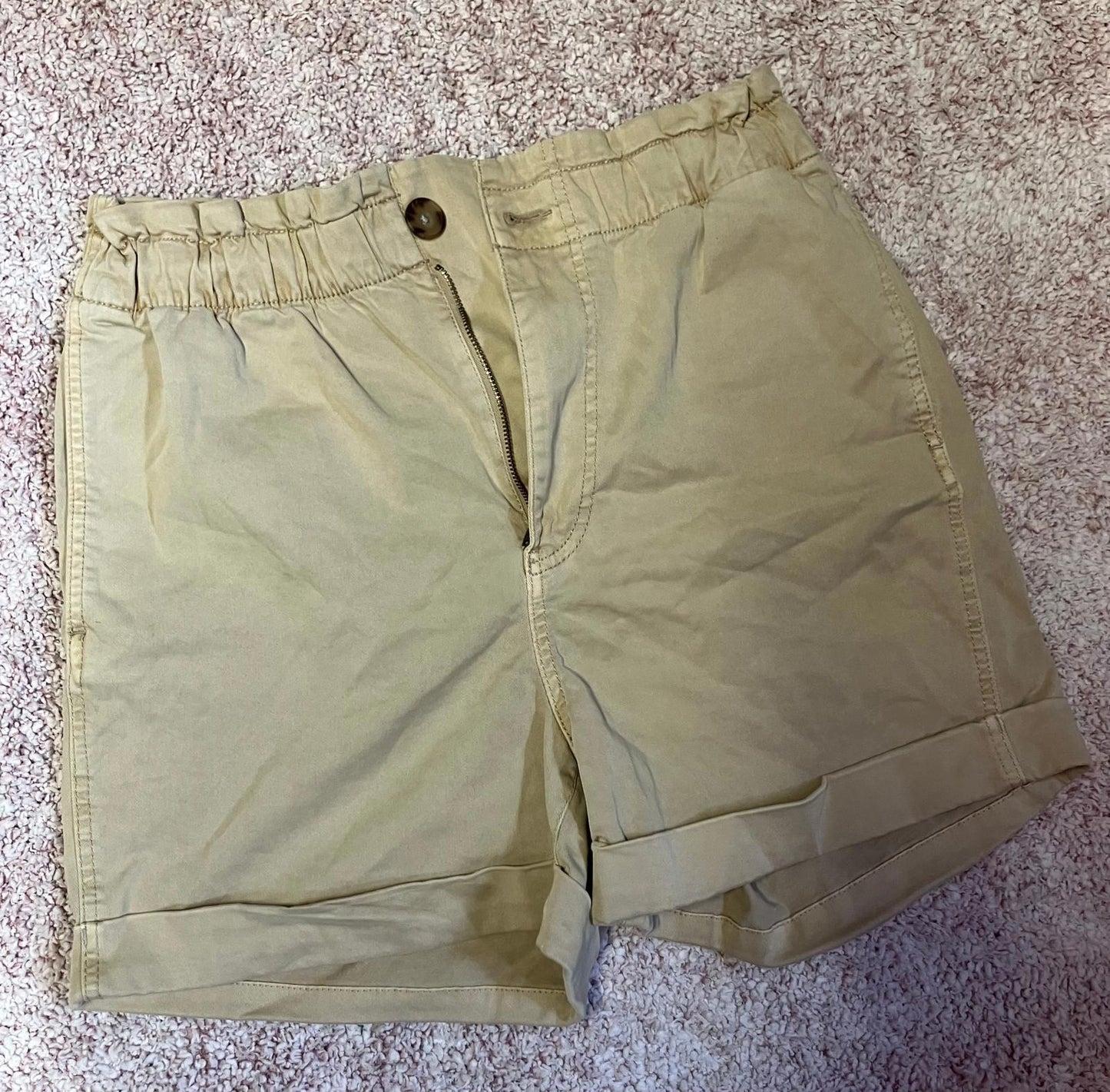 Men's Khaki Elastic Waist Shorts - Size M