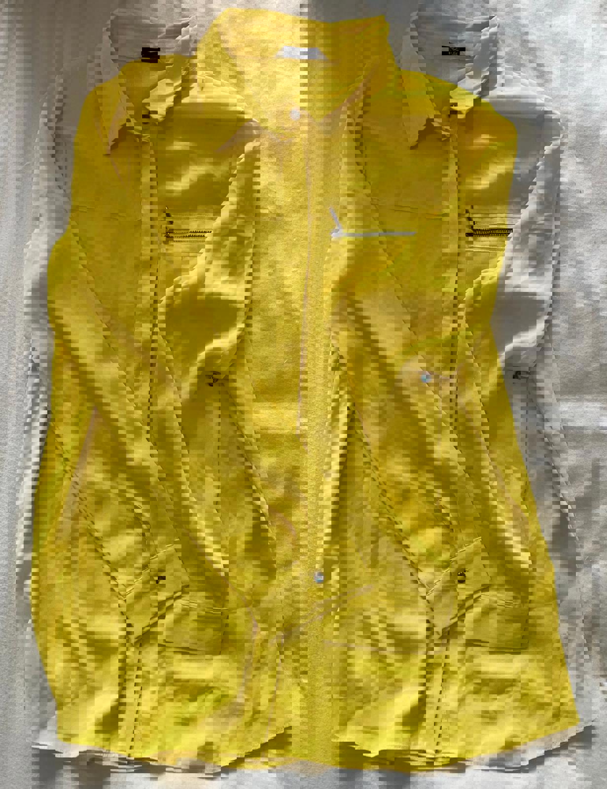 Bright Yellow Women's Long Sleeve Blouse with Zip Pocket