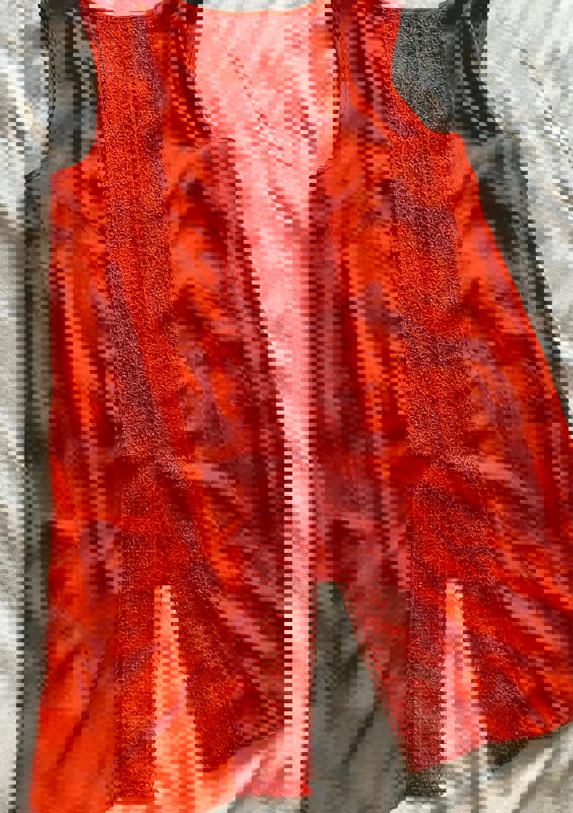 Bright Orange Sleeveless Top with Lace Detail