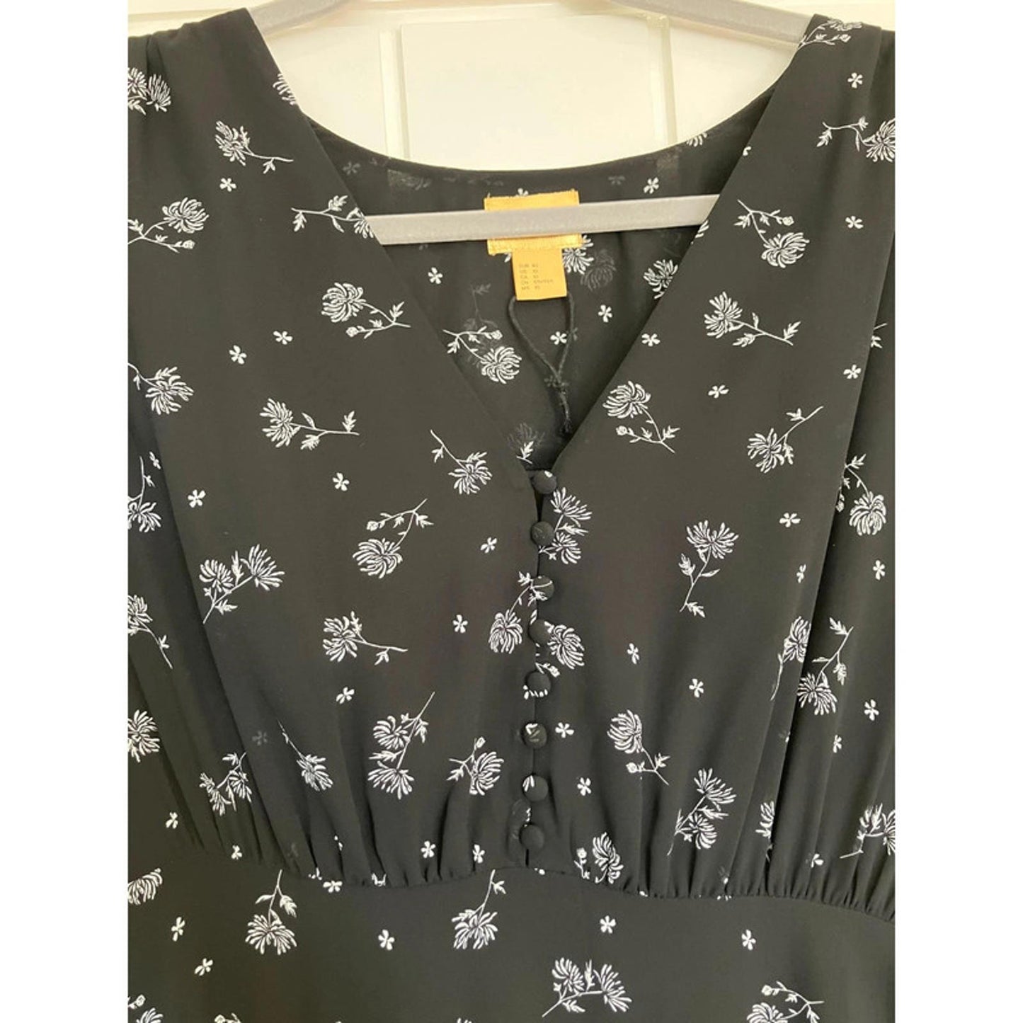 H&M Black Floral Midi Dress – UK 10