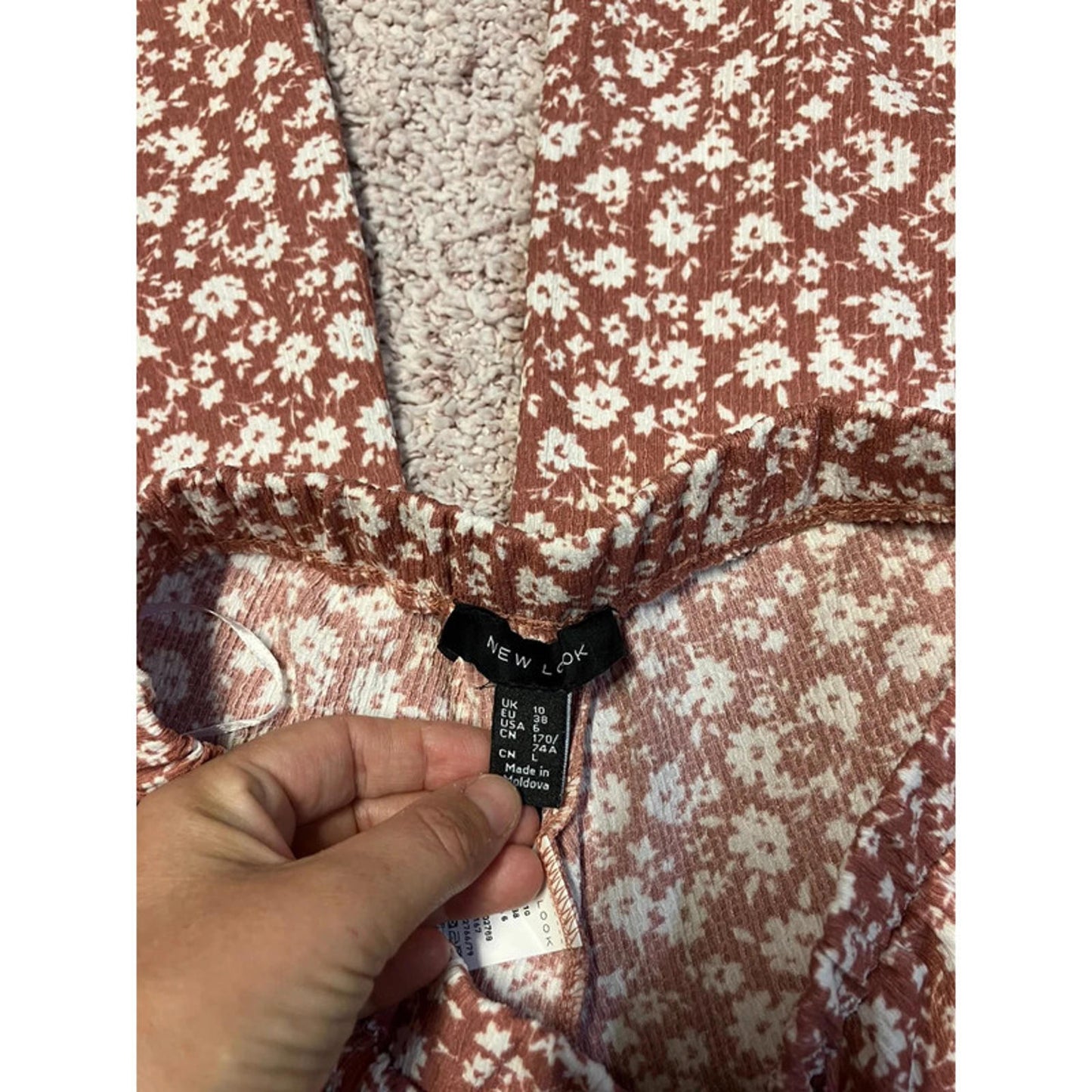 New Look Brown Floral Wide Leg Trousers – Size 10