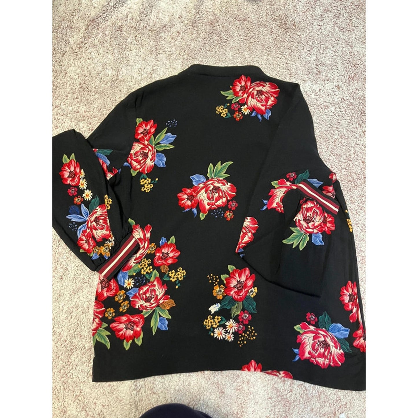 Stradivarius Black Floral Print Sweatshirt Large