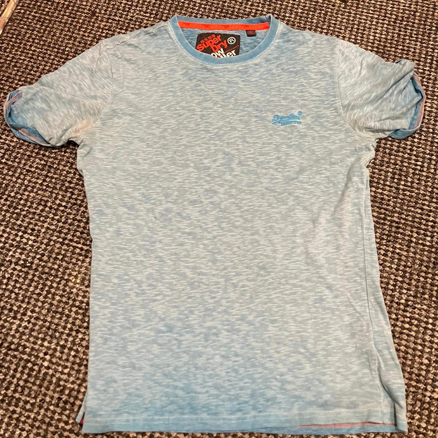 Superdry Men's Light Blue Low Roller T-Shirt Size Small