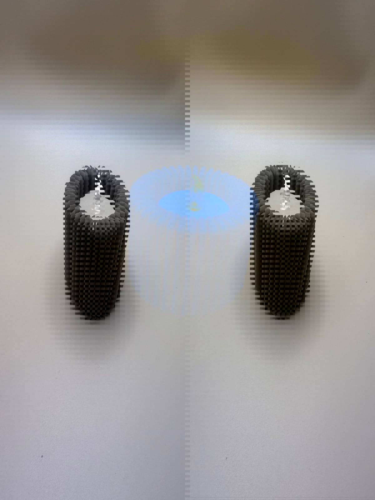 Modern Blue Decorative Candle with Unique Ribbed Design