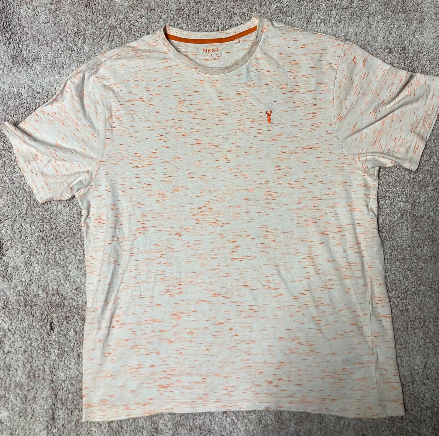 Next Men's Regular Fit Orange Speckled T-Shirt Large