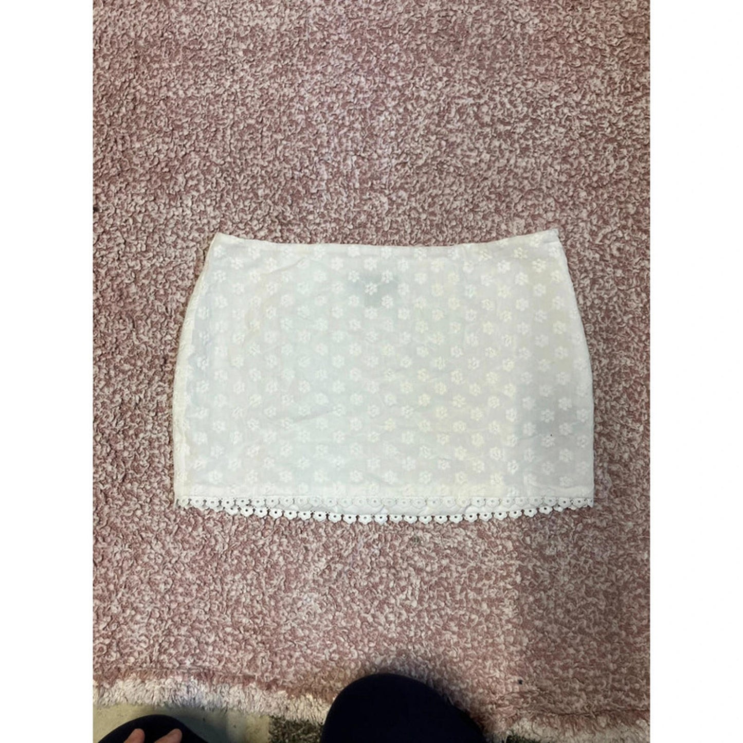 PrettyLittleThing White Embroidered Mini Skirt UK 4