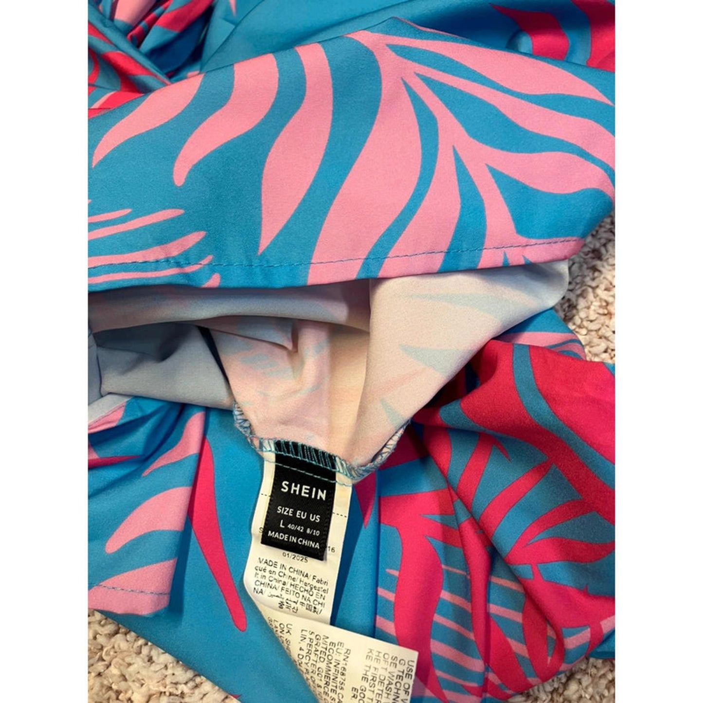 Shein Tropical Leaf Print Off-Shoulder Playsuit – Size L