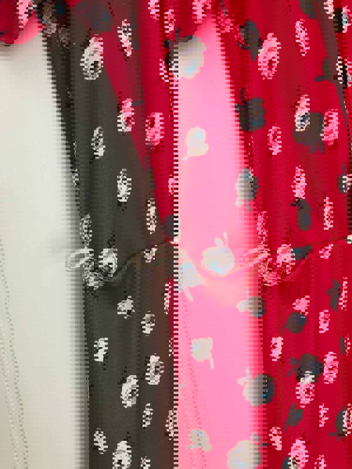 Lovely Red Floral Button-Front Dress