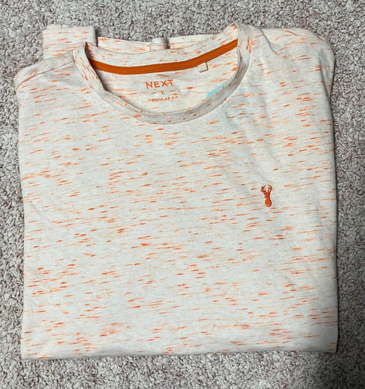 Next Men's Regular Fit Orange Speckled T-Shirt Large