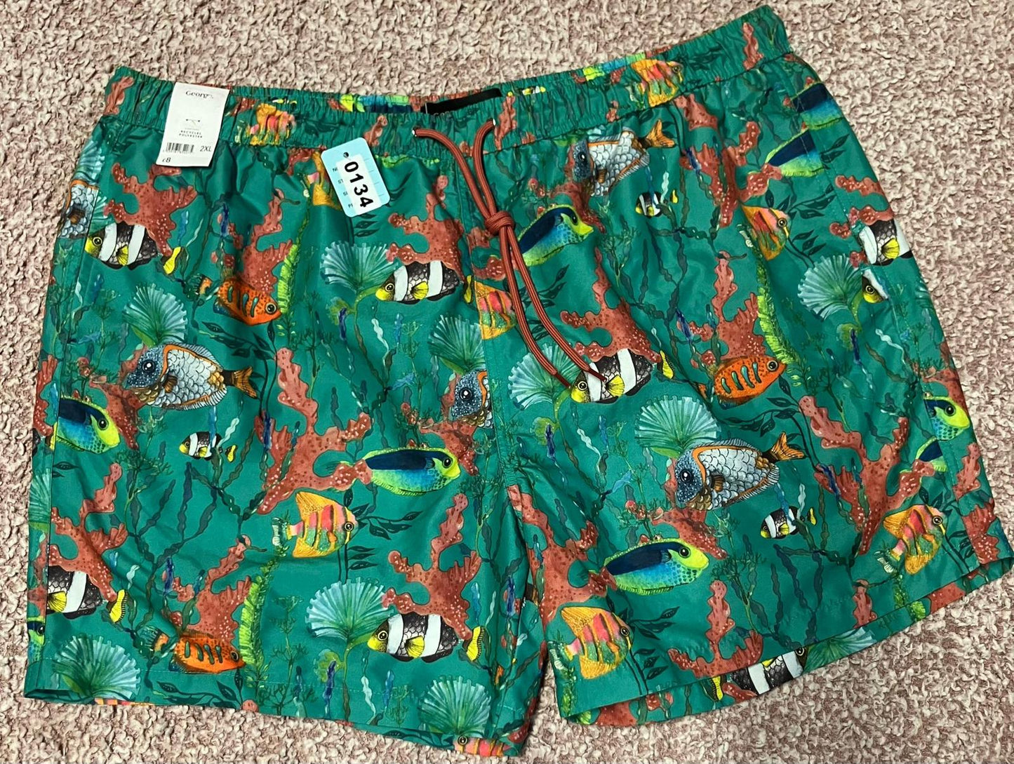 George Casual Outfitters Men's Swim Trunks 2XL - Colorful Fish Print