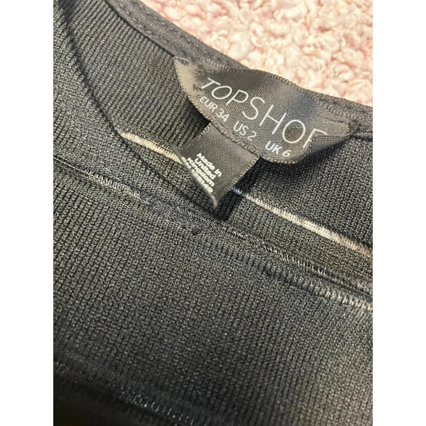 Topshop Black Long Sleeve Bodycon Dress UK 6