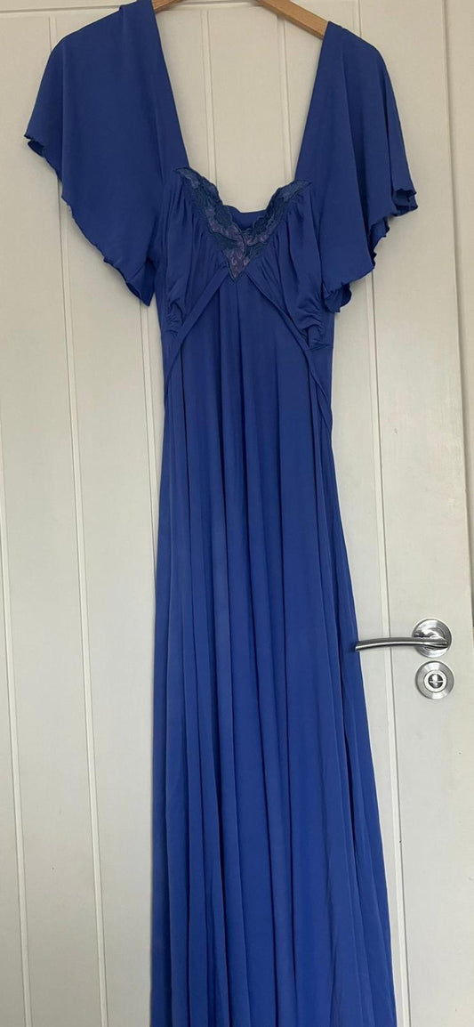 Lovely Blue Women's Maxi Dress with Lace Detail