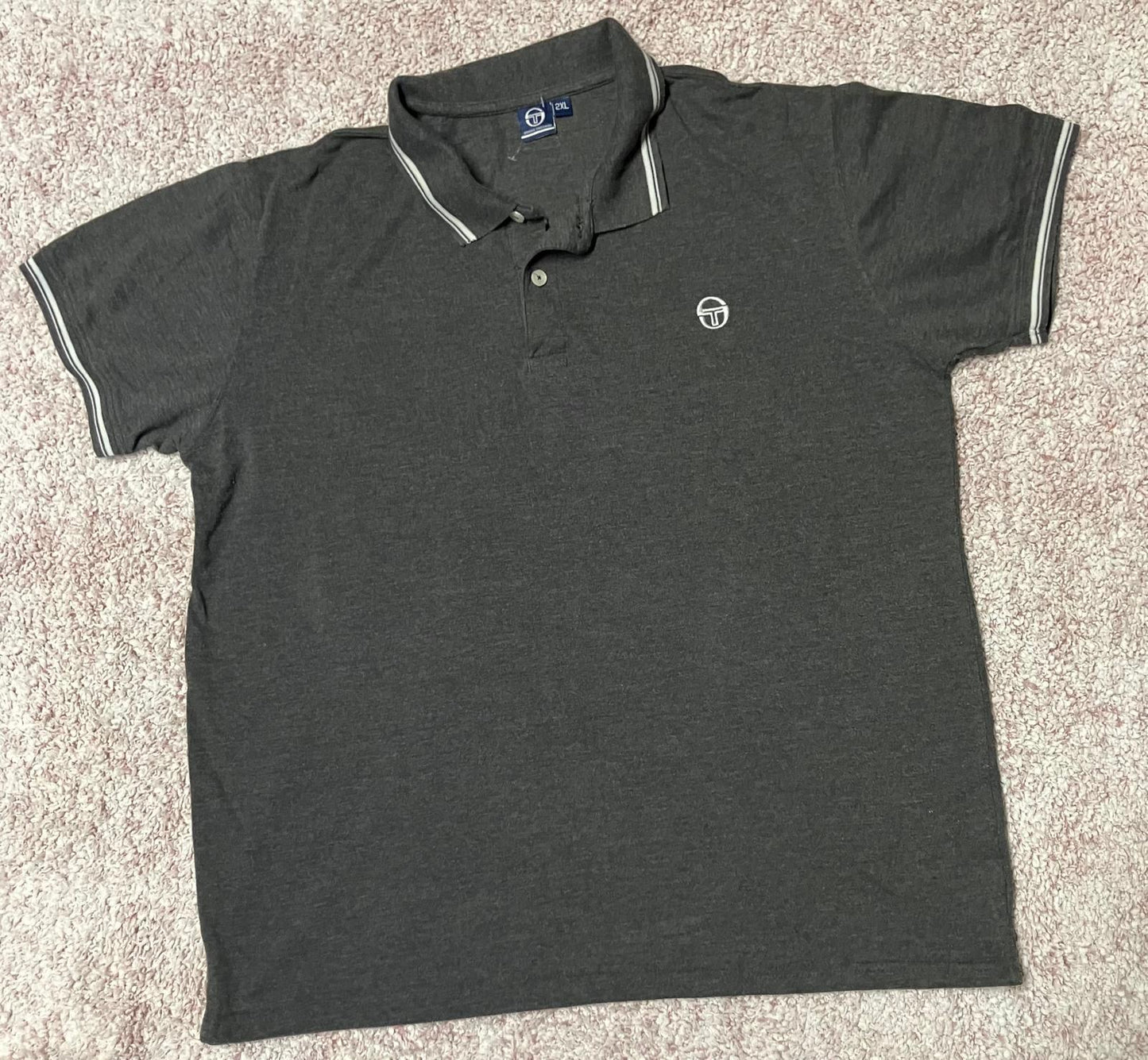 Sergio Tacchini Men's Dark Gray Polo Shirt Size 2XL
