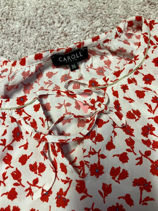 Caroll Paris Red Floral Blouse UK 8