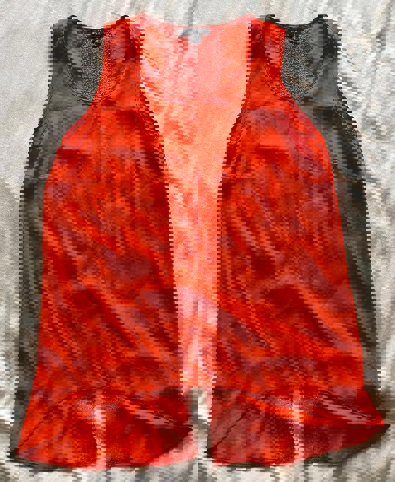 Bright Orange Sleeveless Top with Lace Detail