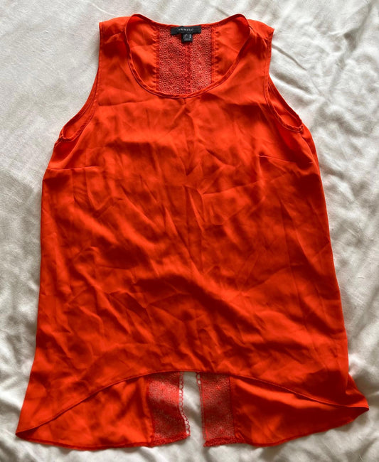 Bright Orange Sleeveless Top with Lace Detail