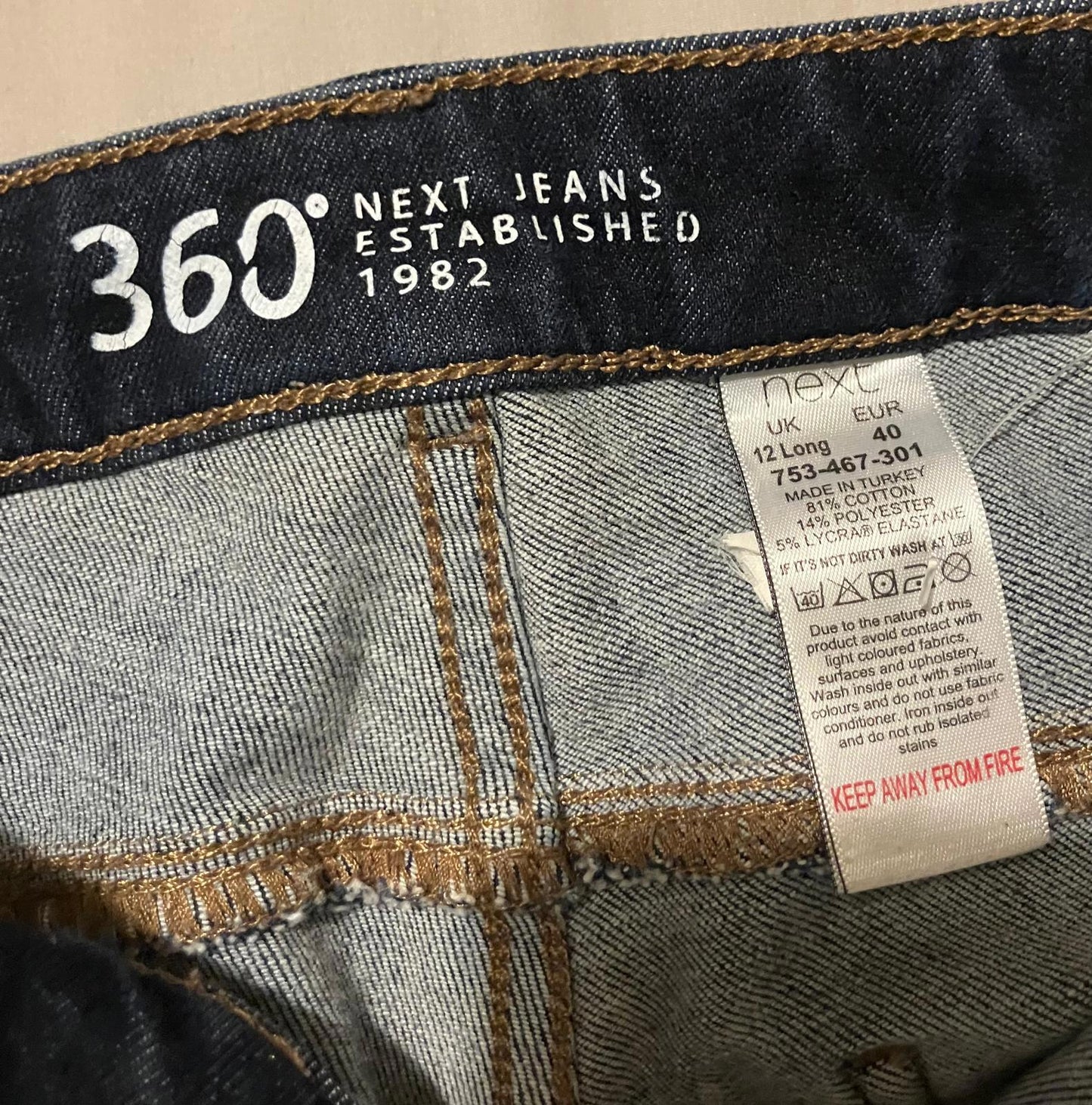 Next 360° Dark Blue Men's Jeans UK Size 12 Long