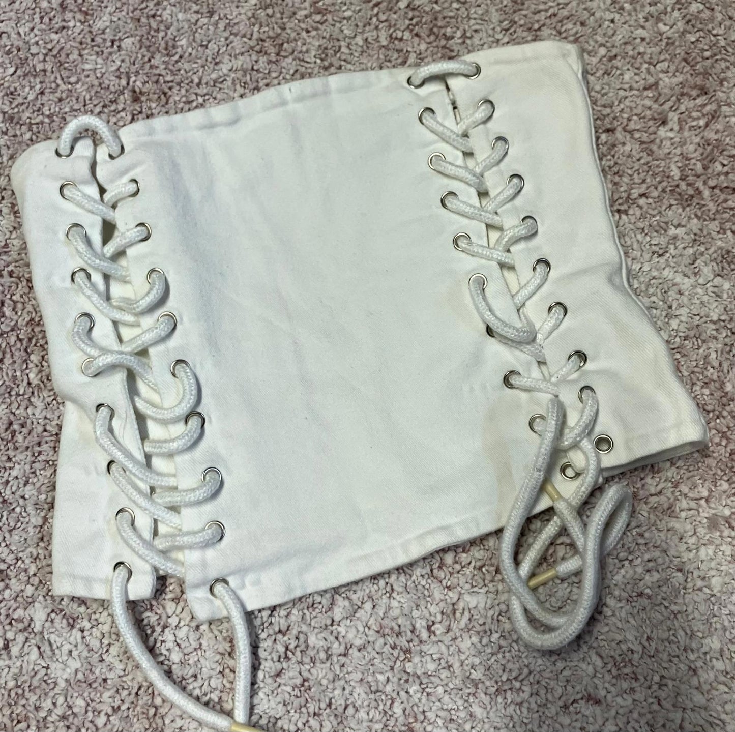 Merci White Lace-Up Corset Crop Top UK 8