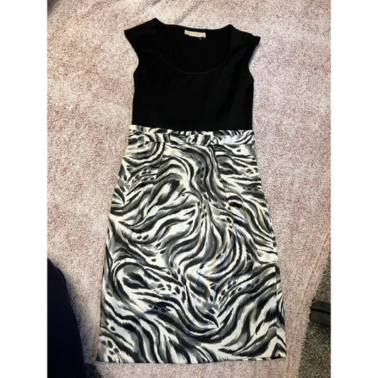 River Island Black & Animal Print Dress UK 12